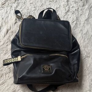 Versace Backpack with Gold Hardware and Greek Key Trim